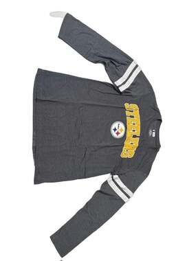 Pittsburgh Steelers Men's Gray Long Sleeve T-Shirt with Sleeve Stripes